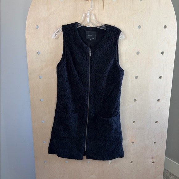 Sanctuary Wool Blend Sherpa Zip Mini Sweater Dress Sleeveless Lined Black M - Picture 1 of 6